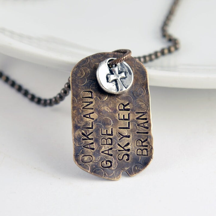 Personalized Dog Tag Necklace with Cross.