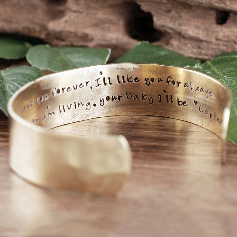 Personalized Mother Wide Cuff Bracelet.
