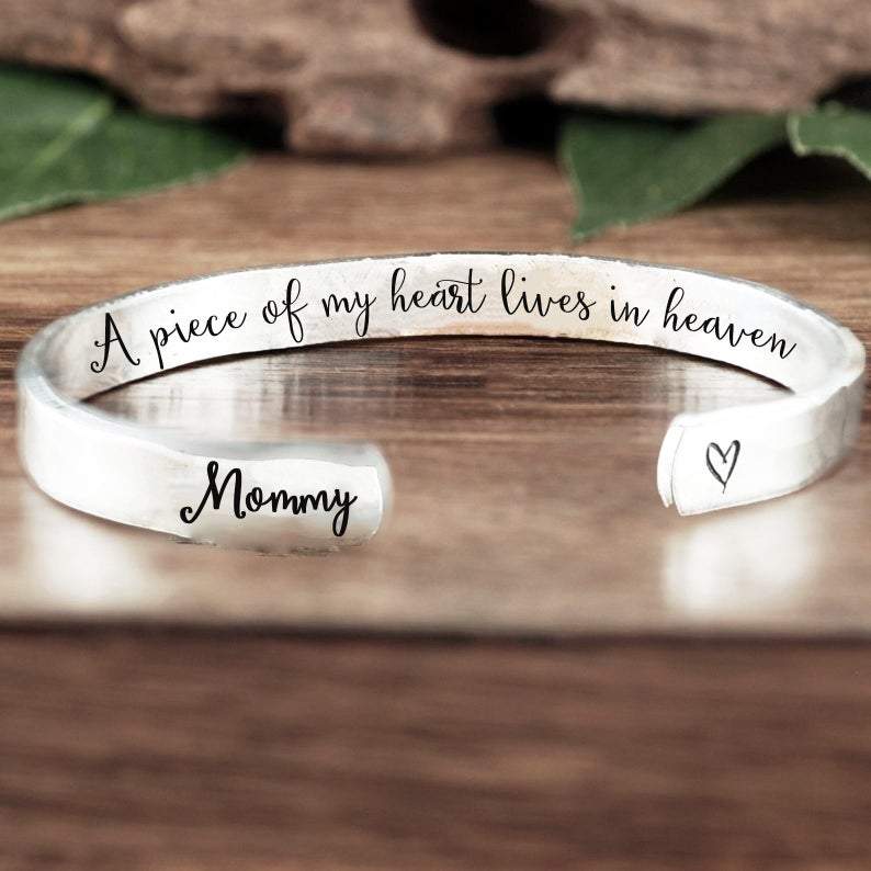 A piece of my heart lives in heaven Cuff Bracelet.