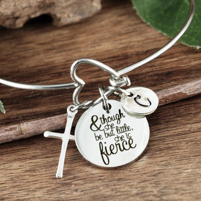 Though She Be But Little She Is Fierce Bangle Bracelet.