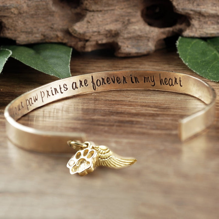Paw Prints Forever in my Heart Cuff Bracelet.