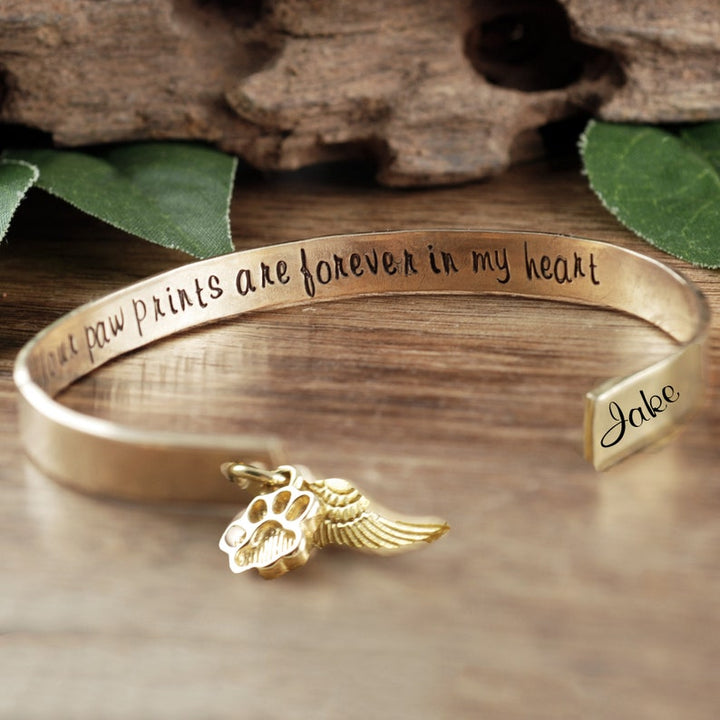 Paw Prints Forever in my Heart Cuff Bracelet.