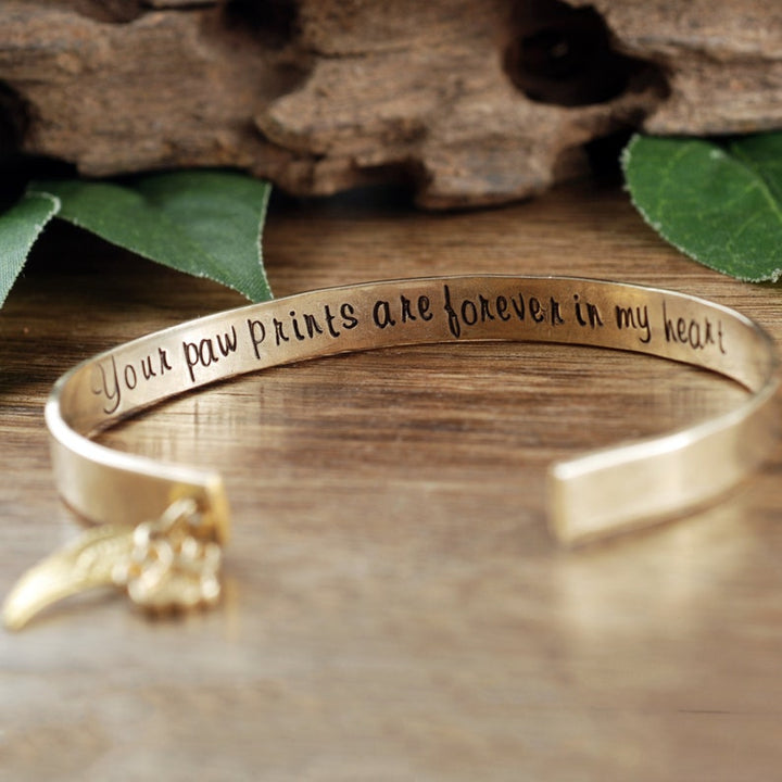 Paw Prints Forever in my Heart Cuff Bracelet.