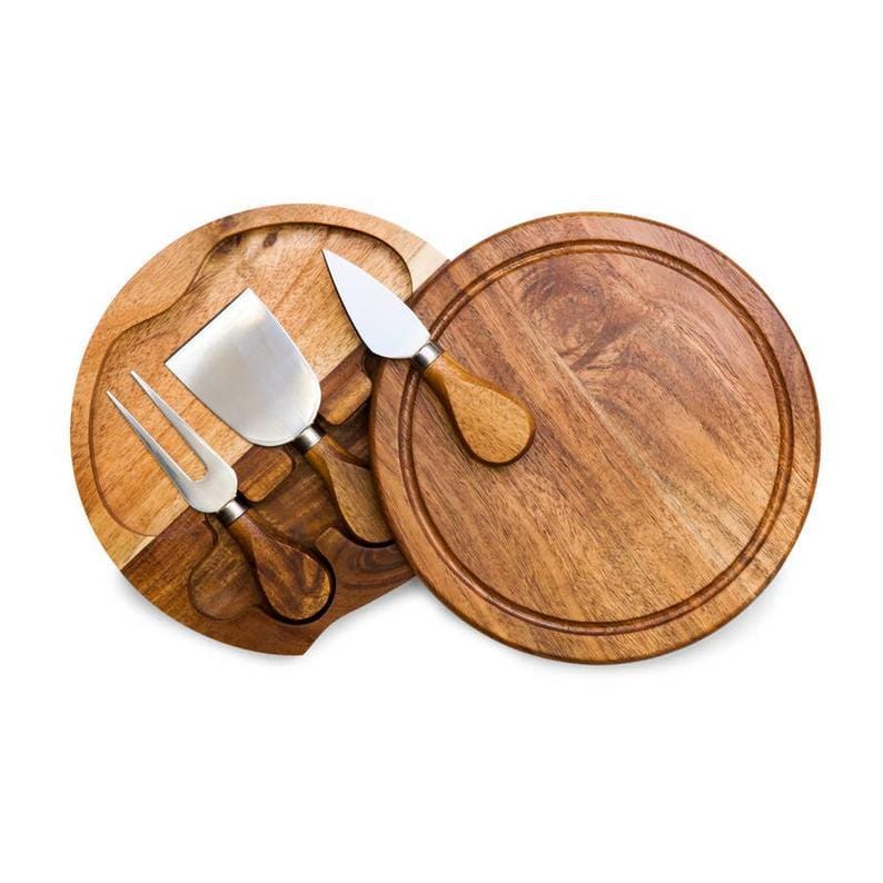 Personalized Round Cheese Board with Tools.