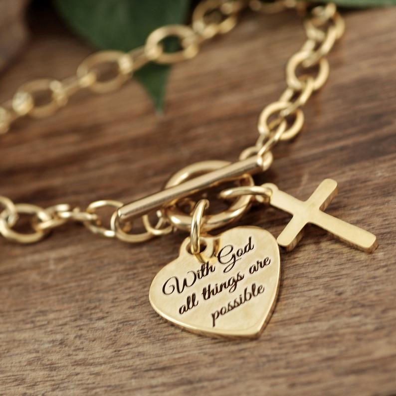 With God All Things Are Possible Jewelry Chain Bracelet.