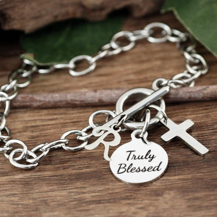 Truly Blessed Chain Bracelet with Cross.