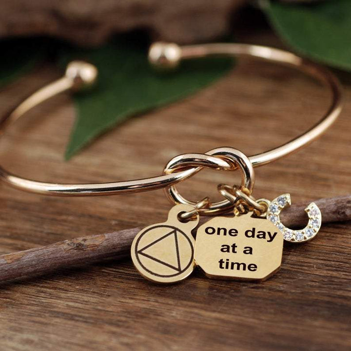 Personalized Sobriety Knot Bracelet - One Day at a Time.
