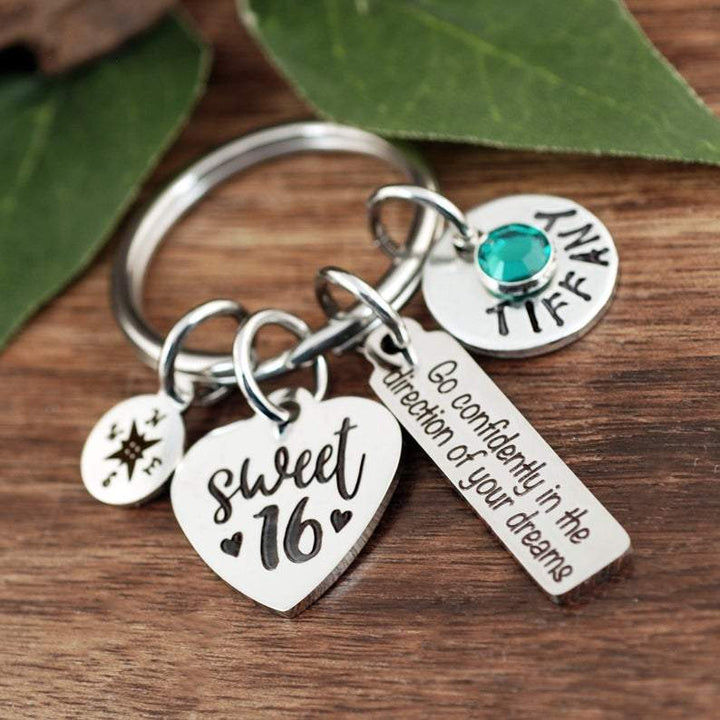 Go Confidently in the Direction of your Dreams - Sweet 16 Keychain.