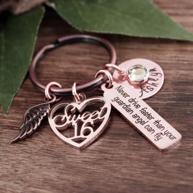 Never Drive Faster Guardian Angel Keychain.