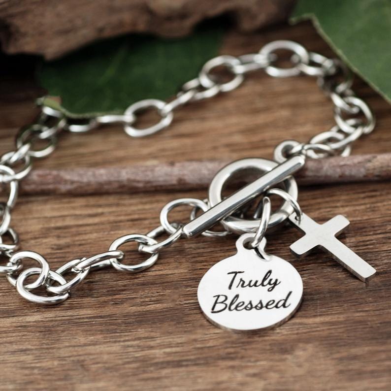 Truly Blessed Chain Bracelet with Cross.