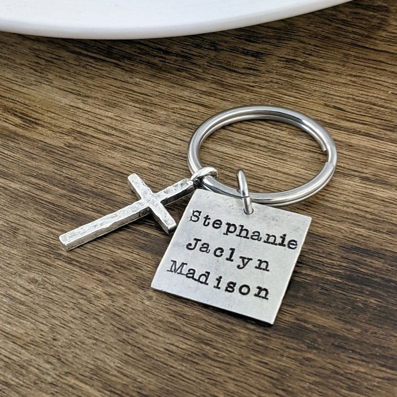 Personalized Keychain with Cross.