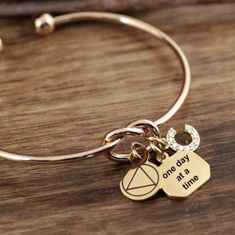 Personalized Sobriety Knot Bracelet - One Day at a Time.