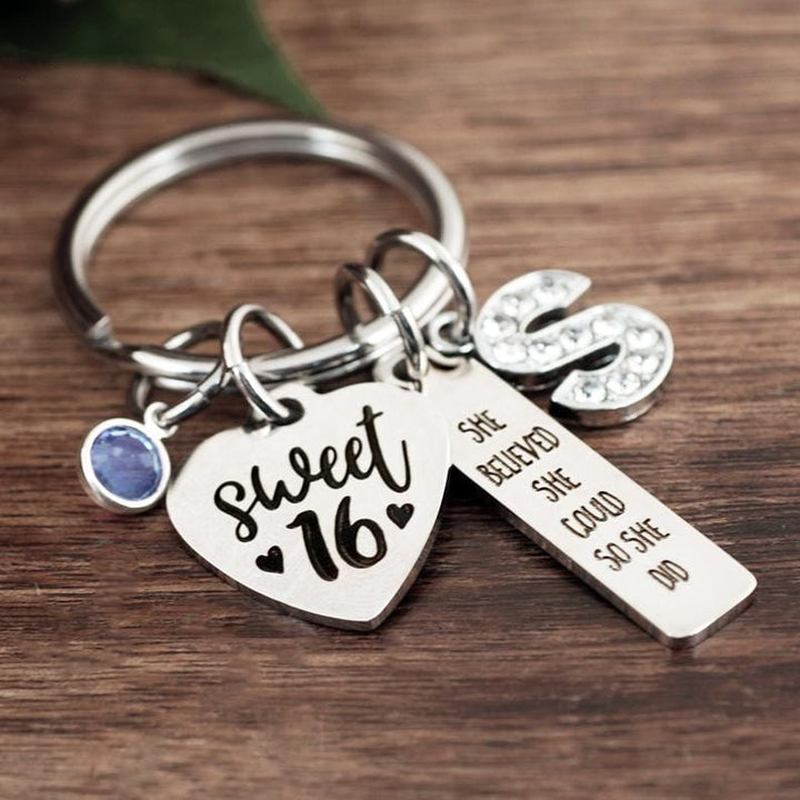 She Believed She Could so She Did - Sweet 16 Keychain.