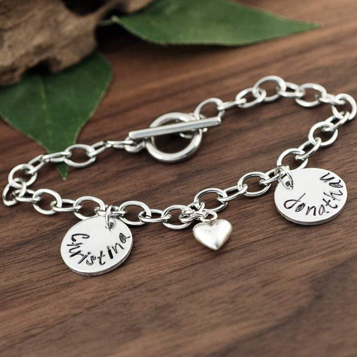 Silver Name Bracelet with Heart.
