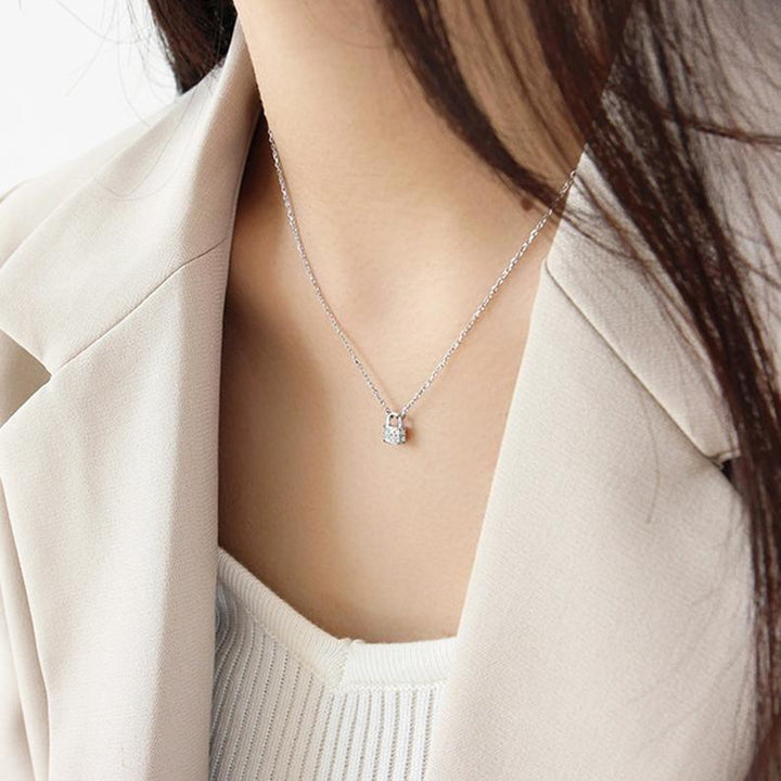 Tiny Crystal Padlock Necklace.