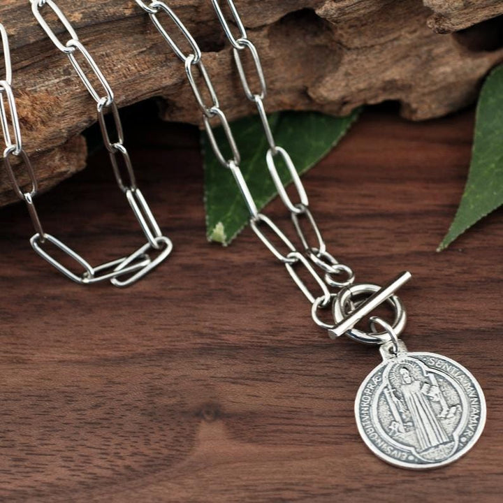 Silver St. Benedict Necklace.