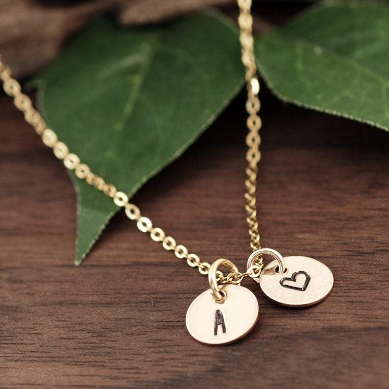 Tiny Personalized Gold Disc Necklace.