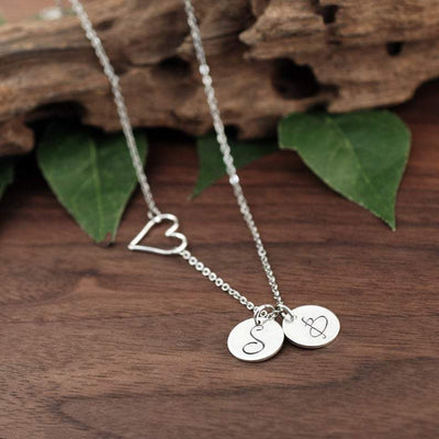 Personalized Sideways Heart Initial Necklace.