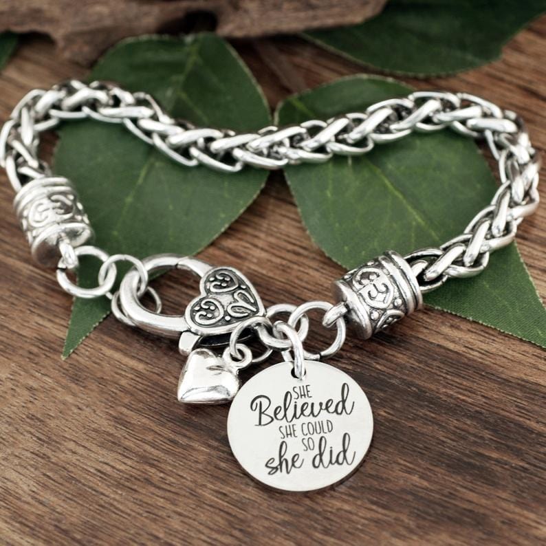 She believed She could so She did Antique Silver Bracelet.