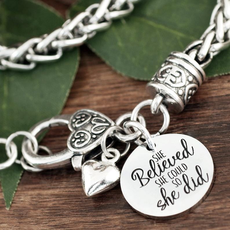 She believed She could so She did Antique Silver Bracelet.