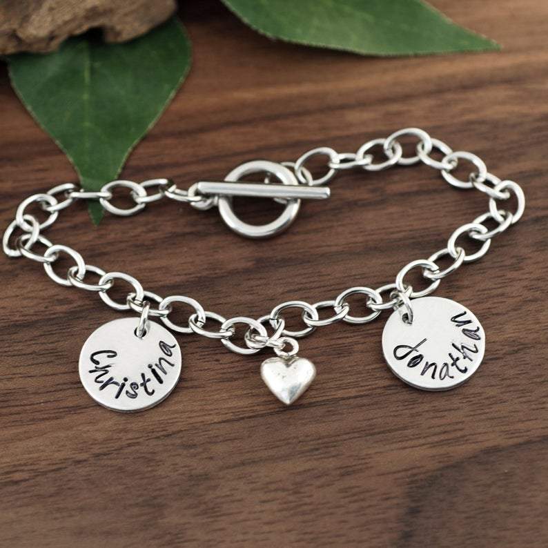 Silver Name Bracelet with Heart.