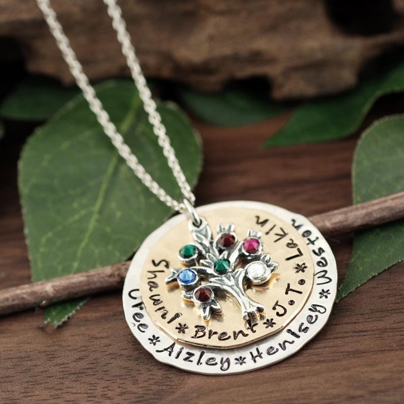 Personalized Family Tree Grandma Necklace.