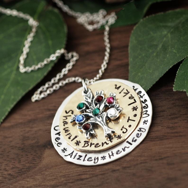 Personalized Family Tree Grandma Necklace.
