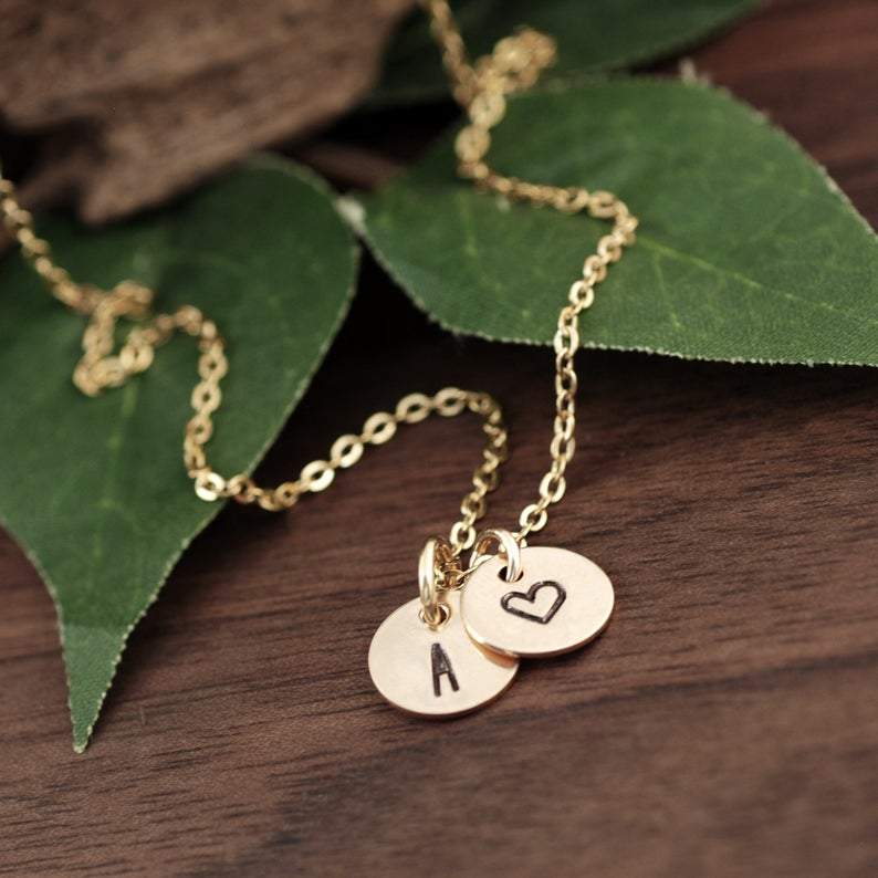 Tiny Personalized Gold Disc Necklace.