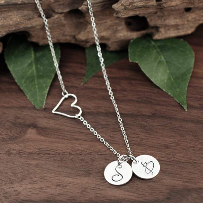Personalized Sideways Heart Initial Necklace.