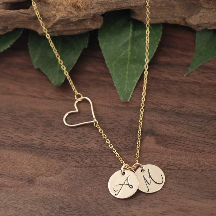 Personalized Sideways Heart Initial Necklace.