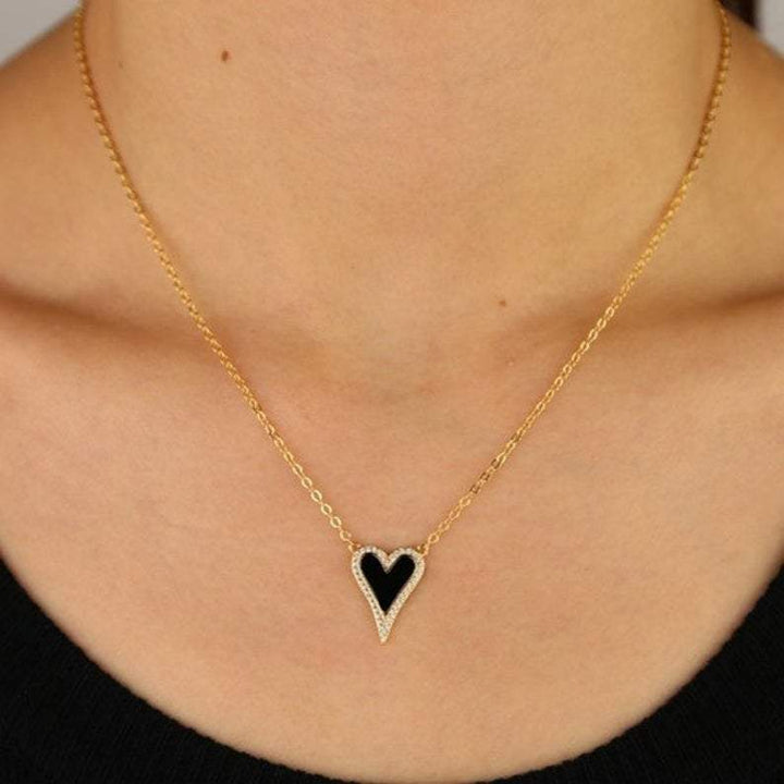 Crystal Enamel Heart Pendant Necklace.
