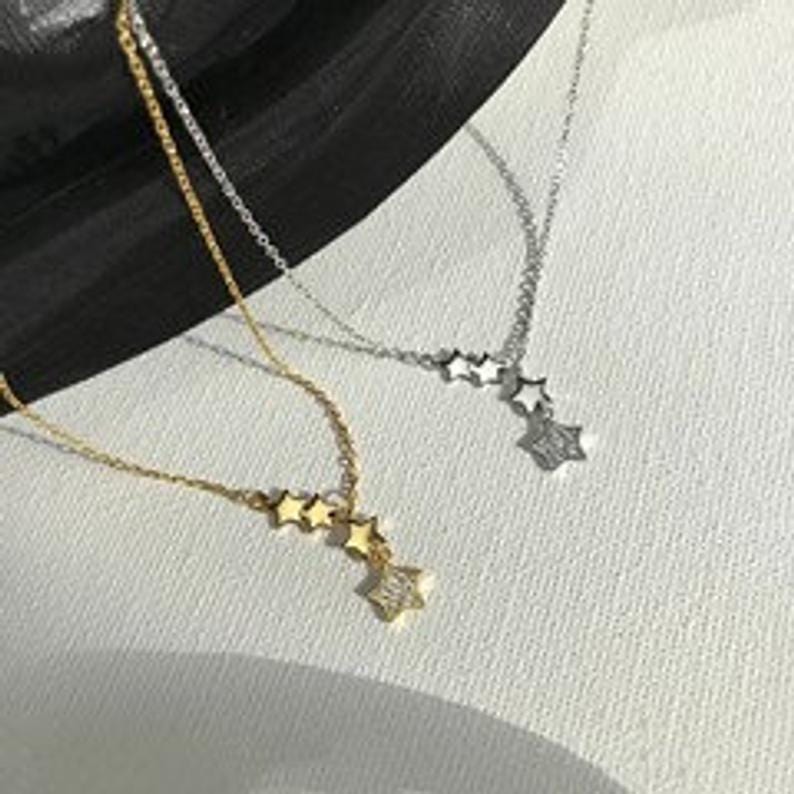 Sterling Silver Dainty Tassel Star Necklace.