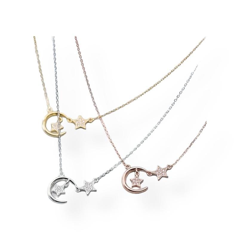 Sterling Silver Moon and Star Necklace.