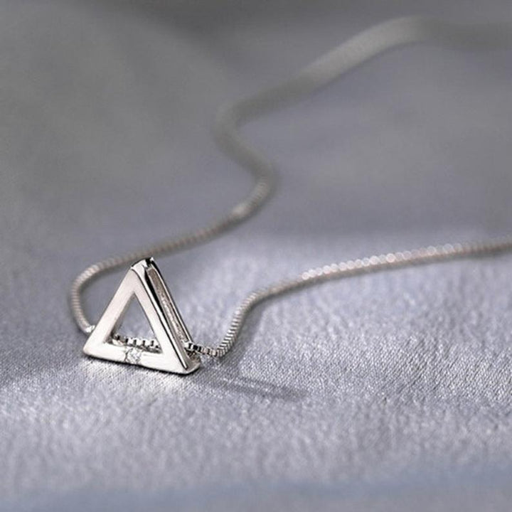 Sterling Silver Triangle Necklace with Cubic Zircon.