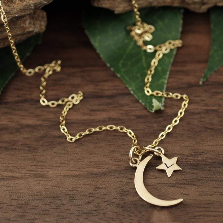 Personalized Moon and Star Necklace.