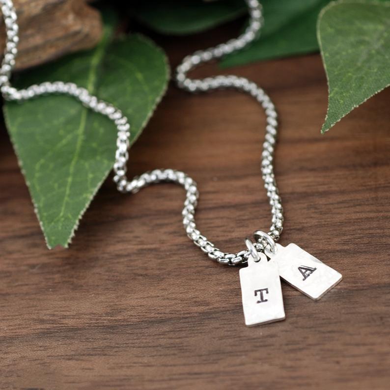 Tiny Tag Initial Necklace.