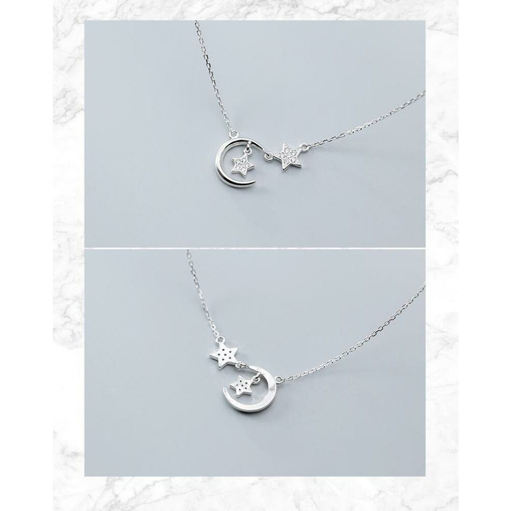 Sterling Silver Moon and Star Necklace.