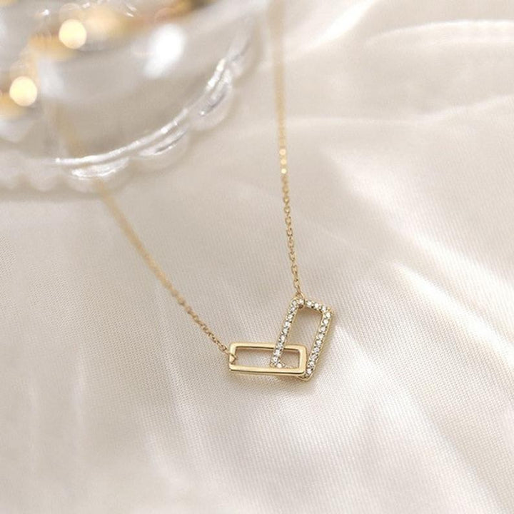 Sterling Silver Rectangular Pendant with Cubic Zirconia.