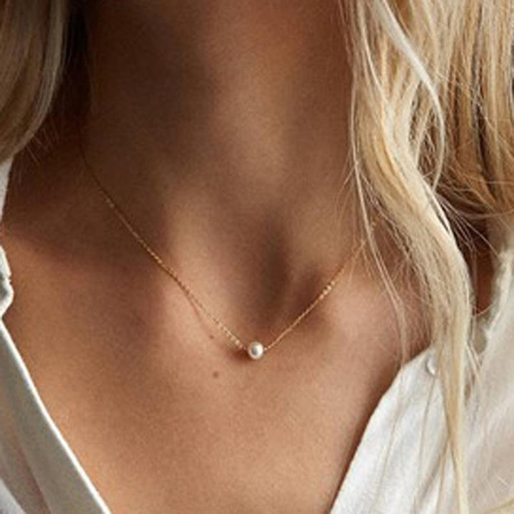Stainless Steel Petite Pearl Choker Necklace.