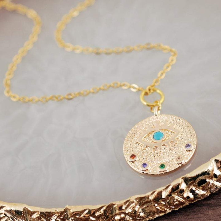 14k gold Filled Evil Eye Necklace with Cubic Zirconia.