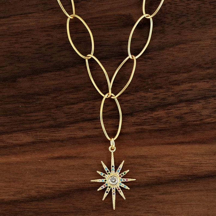 14k gold Filled Starburst Charm Necklace.