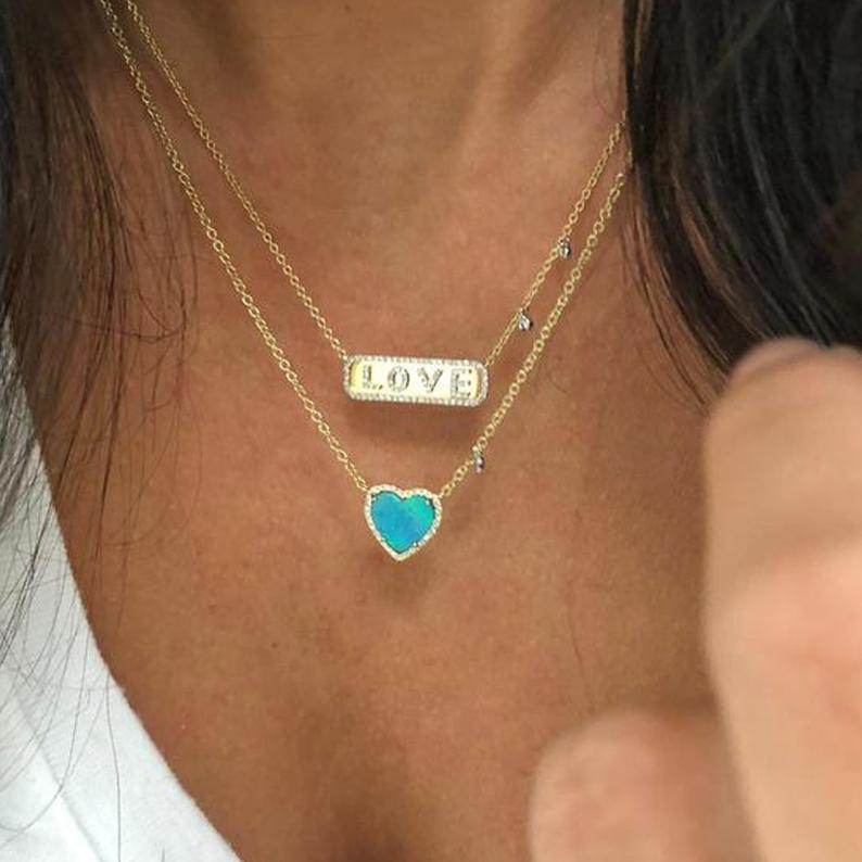 Crystal Love Bar Necklace.