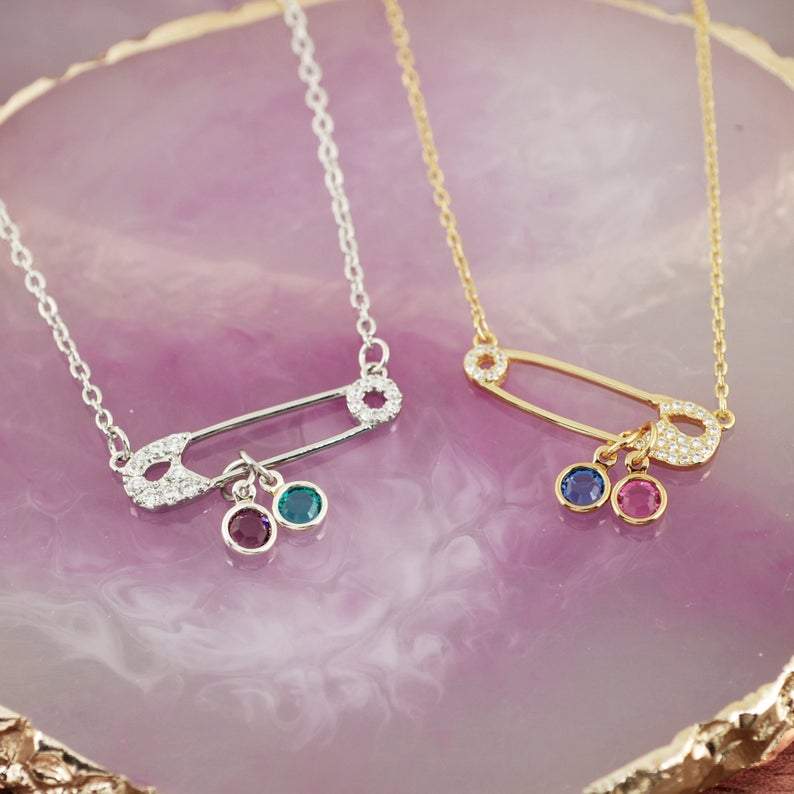 Delicate Petite Safety Pin Necklace.
