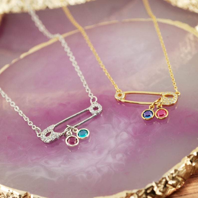 Delicate Petite Safety Pin Necklace.