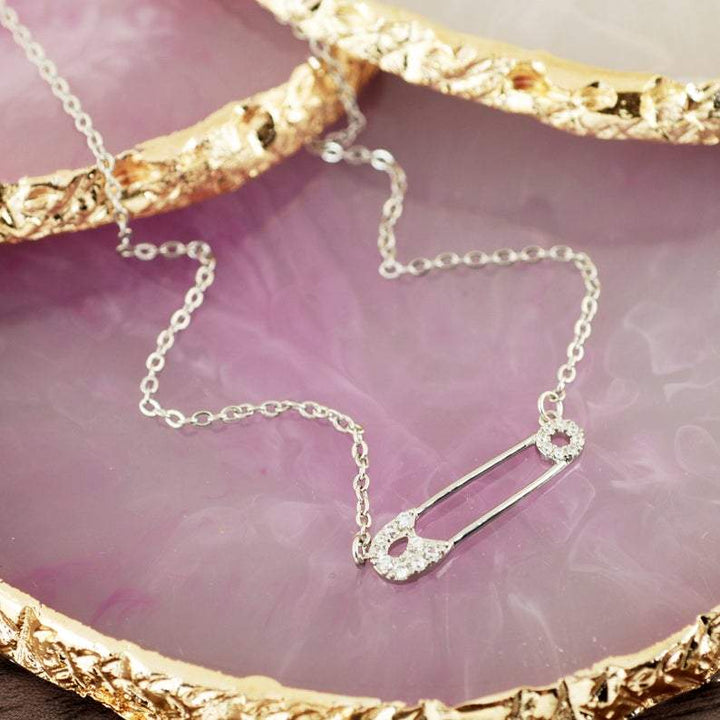 Delicate Petite Safety Pin Necklace.