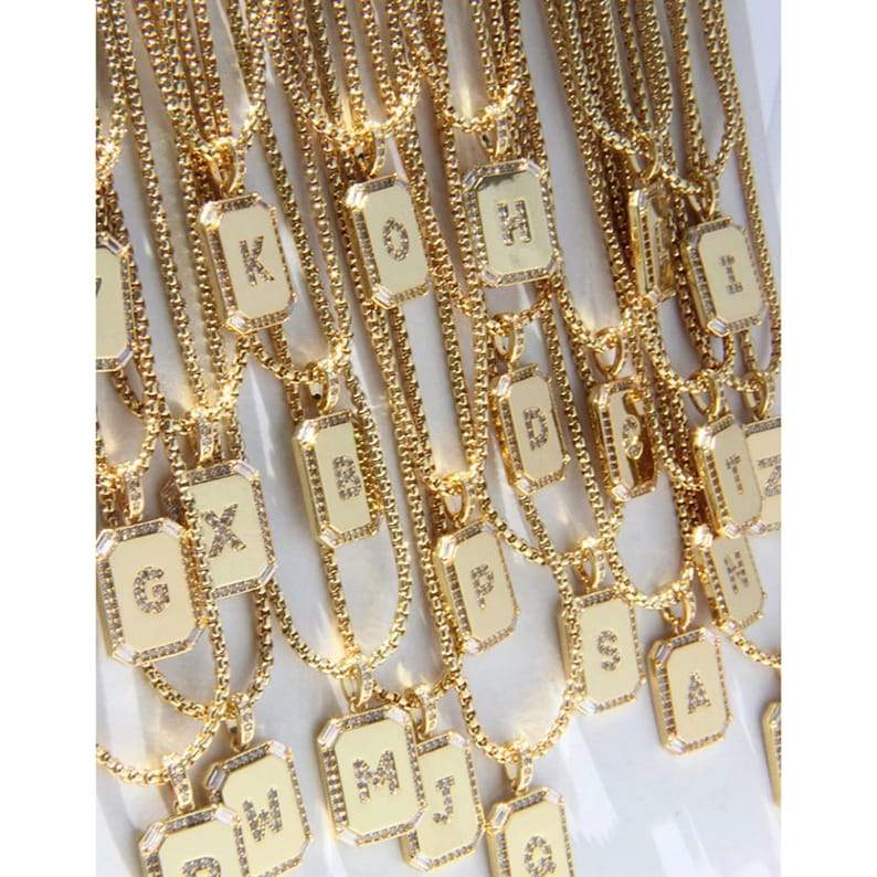 Crystal Gold Initial Necklace.