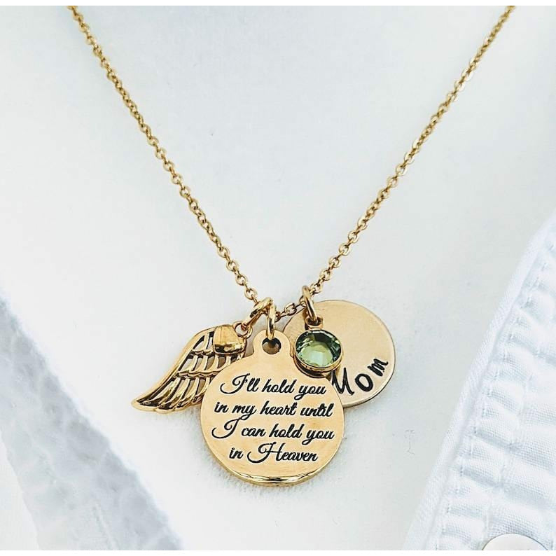 I'll hold you in my heart until I Hold you in Heaven - Remembrance Necklace.