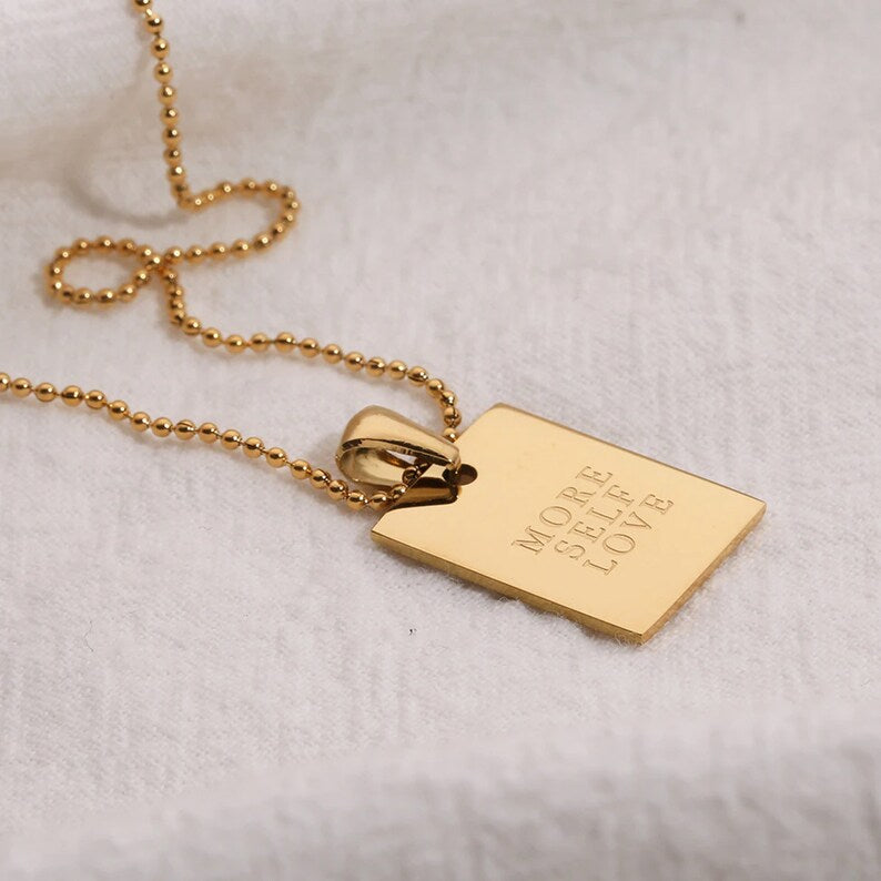 Gold Inspirational Tag Necklace.