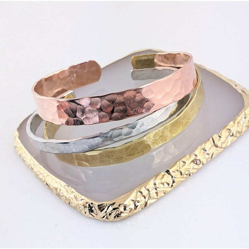 Modern Hammered Cuff Bracelet.