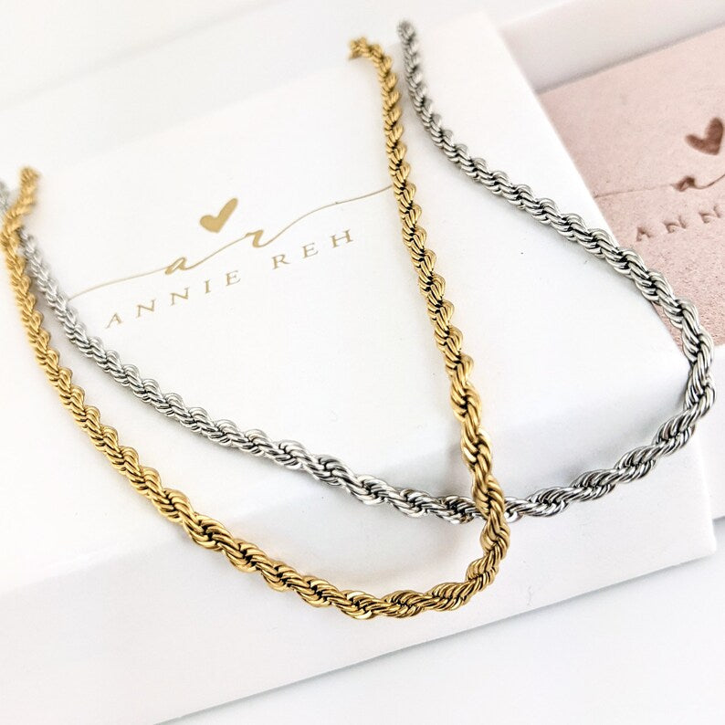Stainless Steel Rope Chain Necklace.